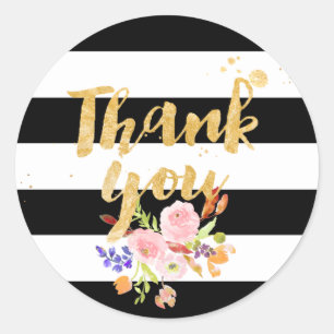 Sticker Rond PixDezine aquarelle florale/rayures