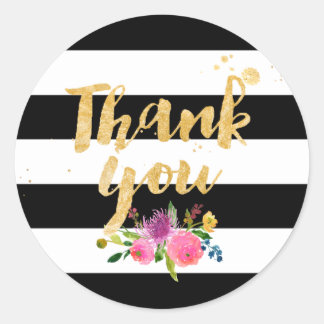 Sticker Rond PixDezine aquarelle florale/rayures