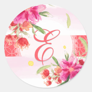 Sticker Rond PixDezine aquarelle peut fleur/do-it-yourself coul