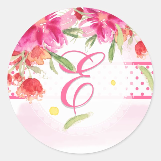 Sticker Rond PixDezine aquarelle peut fleur/do-it-yourself coul (Devant)