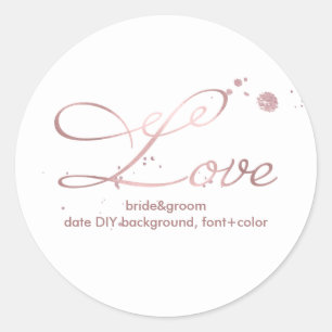 Sticker Rond PixDezine Dazzled Faux Rose Gold/love