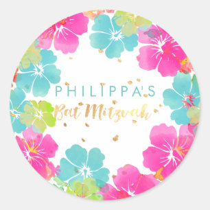 Sticker Rond PixDezine hibiscus lei/do-it-yourself couleur arri
