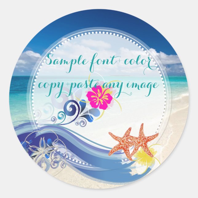 Sticker Rond PixDezine hulawaves/plage/design dynamique (Devant)