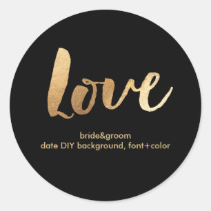 Sticker Rond PixDezine Love in Faux Gold