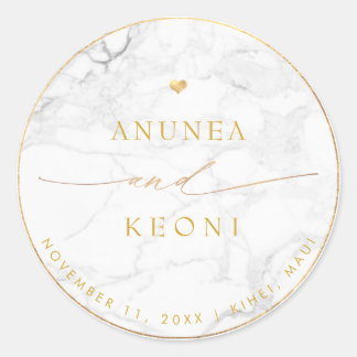 Sticker Rond PixDezine Marbre Faux Gold Heart Classic Round Sti