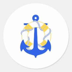 Sticker Rond PixDezine nautique/ancres/ceintures de sauvetage/