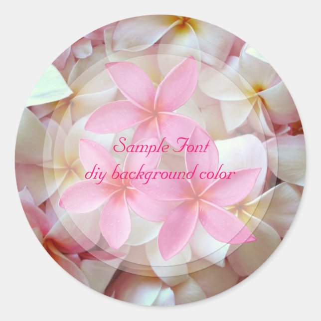 Sticker Rond PixDezine rose plumeria/do-it-yourself couleur arr (Devant)