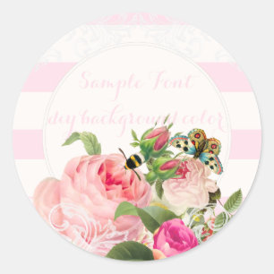 Sticker Rond PixDezine rose vintage/do-it-yourself arrière-plan