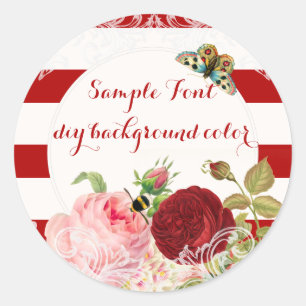 Sticker Rond PixDezine rose vintage/do-it-yourself arrière-plan
