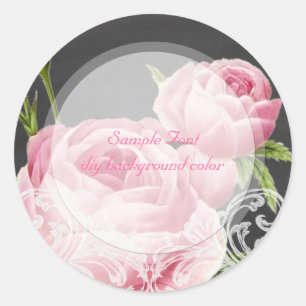 Sticker Rond PixDezine rose vintage rose+tableau