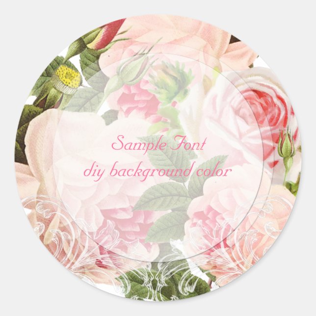 Sticker Rond PixDezine roses roses roses vintage (Devant)
