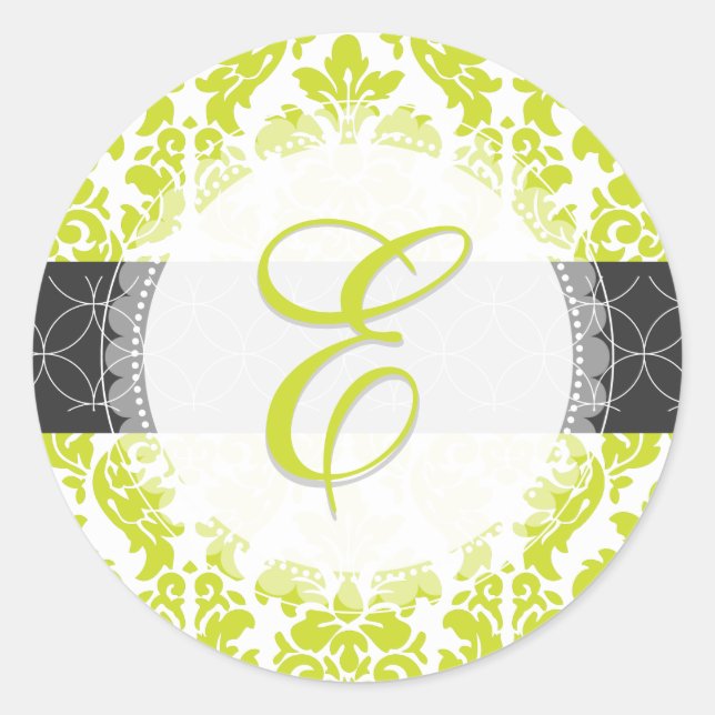 Sticker Rond PixDezine versailles damask/monogramme/do-it-yours (Devant)