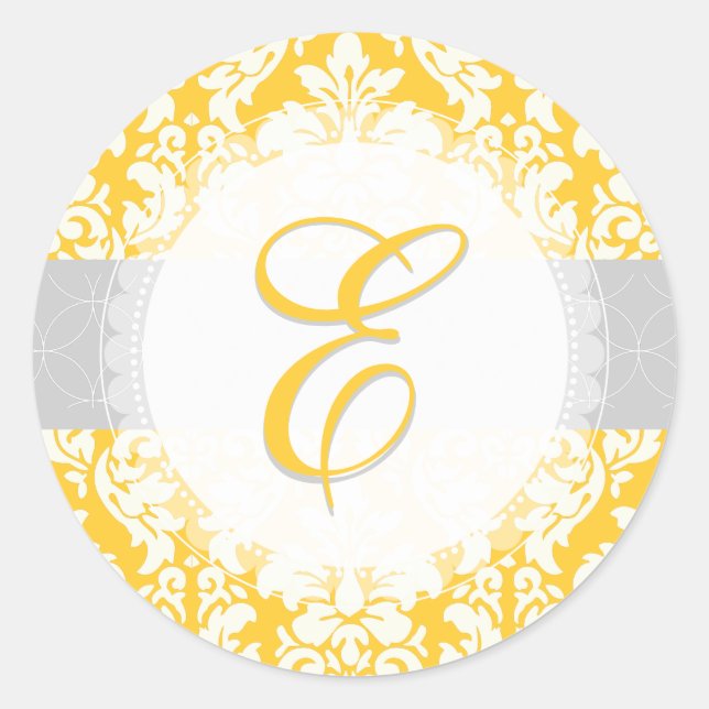 Sticker Rond PixDezine versailles damask/monogramme/do-it-yours (Devant)