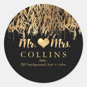 Sticker Rond PixDezine Willow Feuilles/Faux Gold/do-it-yourself