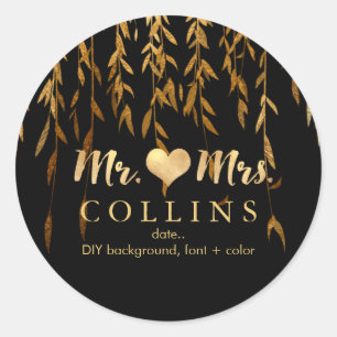 Sticker Rond PixDezine Willow Feuilles/Faux Gold/do-it-yourself