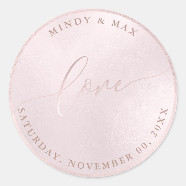 Sticker Rond PixDezines ADORE IRIDESCENT ROSE BLANC (Devant)