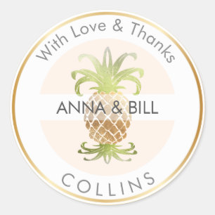 Sticker Rond PixDezines Ananas Faux Or/DIY Merci