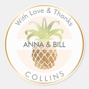 Sticker Rond PixDezines Ananas Faux Or/Merci do-it-yourself