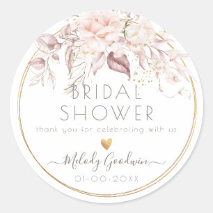 Sticker Rond PixDezines Aquarelle Blush Roses en Rose Dusty