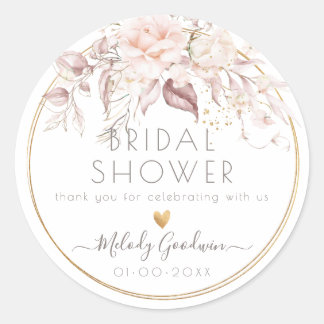 Sticker Rond PixDezines Aquarelle Blush Roses en Rose Dusty