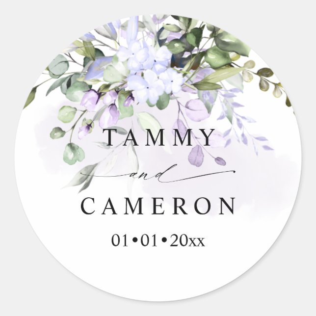 Sticker Rond PixDezines Aquarelle Dusty Purple Gum Eucalyptus (Devant)