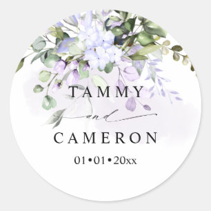 Sticker Rond PixDezines Aquarelle Dusty Purple Gum Eucalyptus