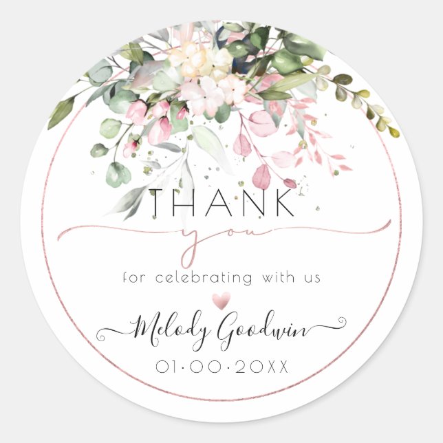 Sticker Rond PixDezines Aquarelle Élégante gomme Eucalyptus (Devant)