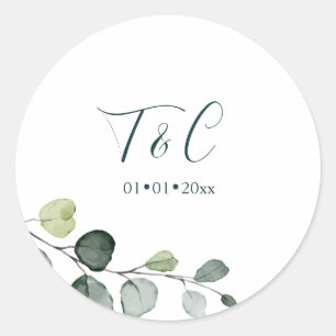 Sticker Rond PixDezines Aquarelle Foliage Eucalyptus Sprig