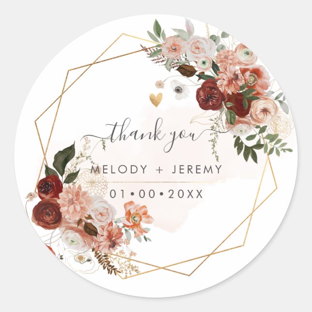 Sticker Rond PixDezines Aquarelle Marsala Rouge Automne Note d' (Devant)