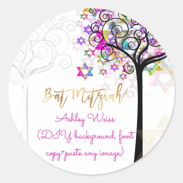 Sticker Rond PixDezines arbre de vie/Bar Mitzvah/do-it-yourself (Devant)