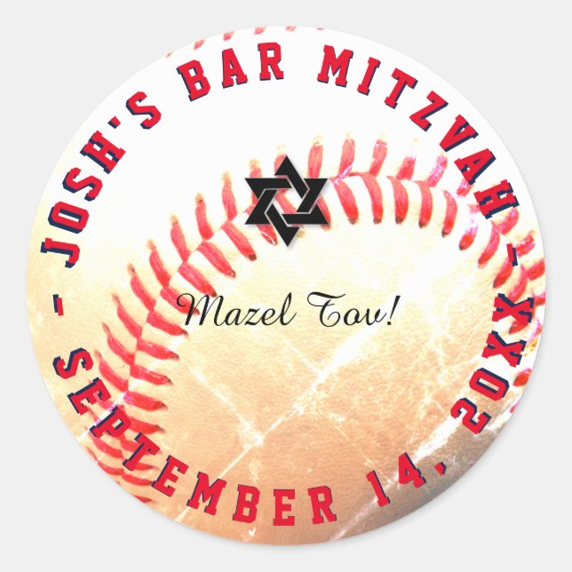 Sticker Rond PixDezines Baseball Mitzvah (Devant)