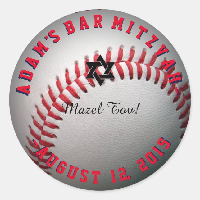Sticker Rond PixDezines Baseball Mitzvah (Devant)
