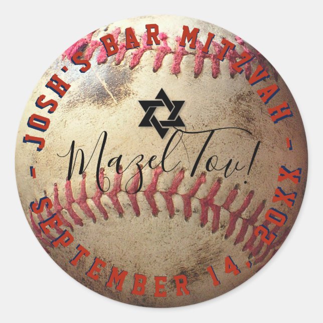 Sticker Rond PixDezines Baseball Mitzvah (Devant)