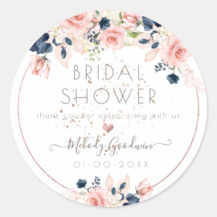 Sticker Rond PixDezines Blush Navy Aquarelles