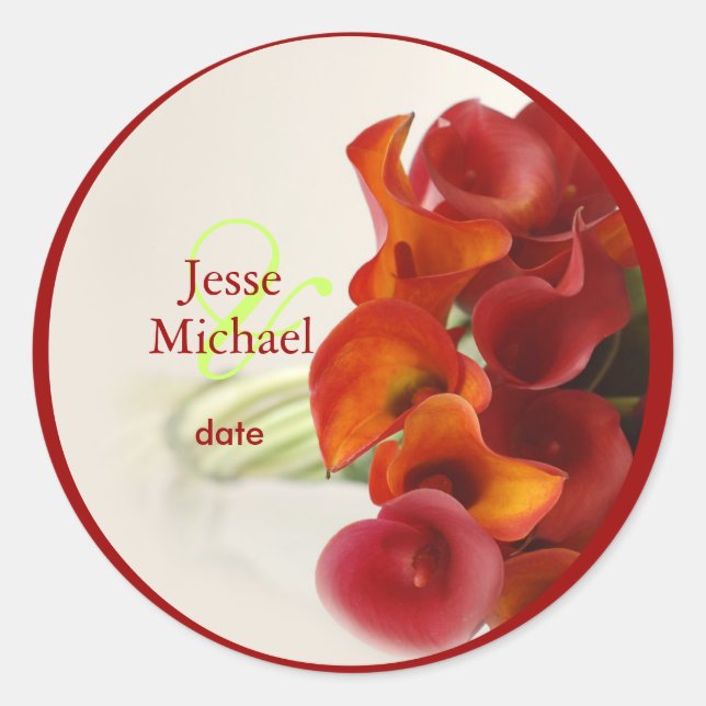 Sticker Rond PixDezines BURNT ORANGE CALLA LILY INVITATIONS (Devant)