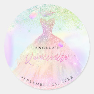 Sticker Rond PixDezines Cotton Candy Holographique Quinceanera