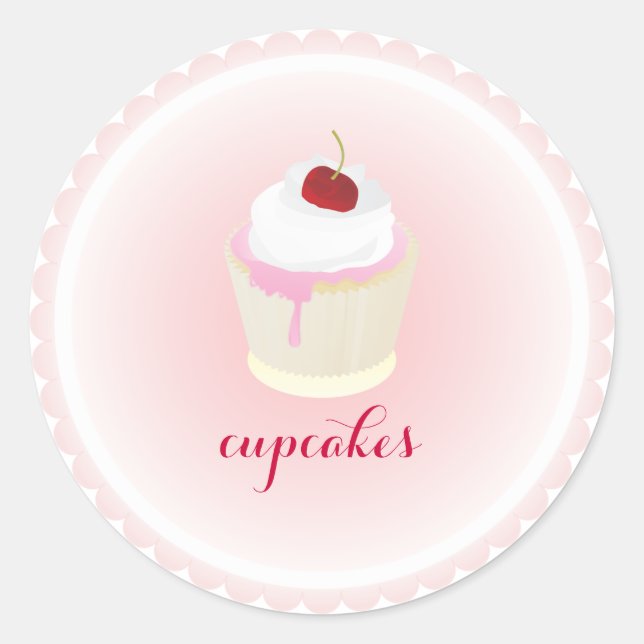 Sticker Rond PixDezines cupcake/cerise rouge (Devant)