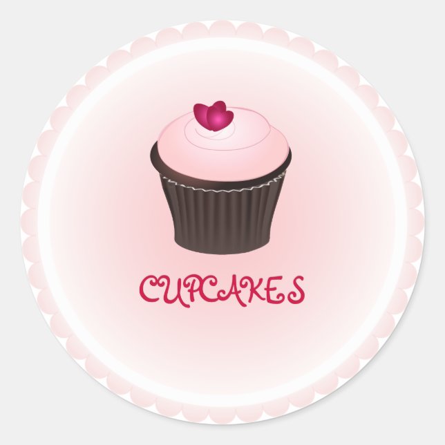 Sticker Rond PixDezines cupcake/coeur rouge (Devant)