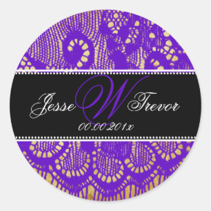 Sticker Rond PixDezines dentelle vintage néon violet