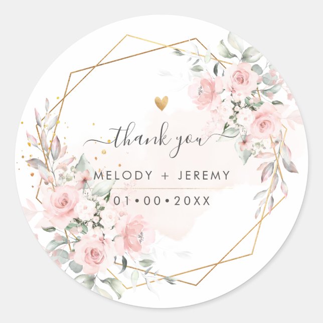 Sticker Rond PixDezines Elegant H2 Dusty Merci Rose (Devant)