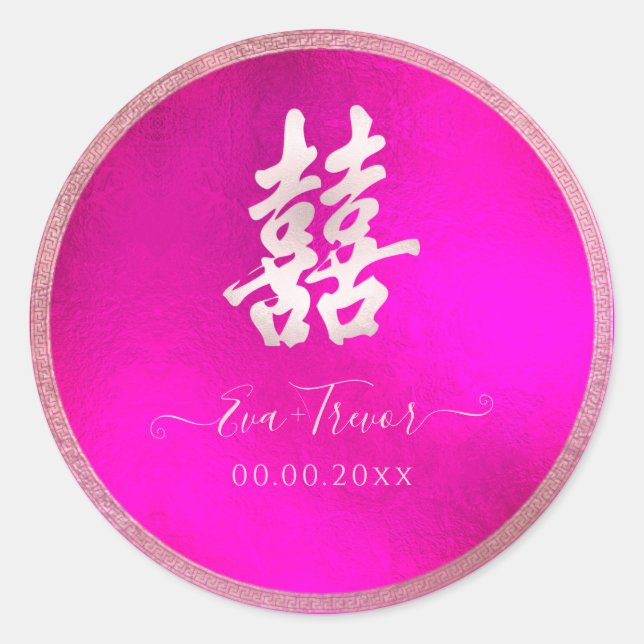 Sticker Rond PixDezines fard double bonheur rose chaud+flashy (Devant)