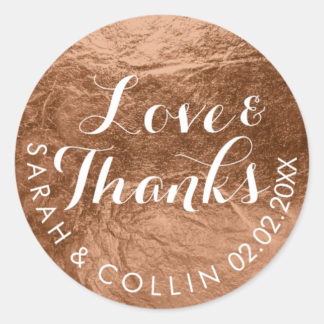 Sticker Rond PixDezines fausse feuille/cuivre/merci/texte DIY (Devant)