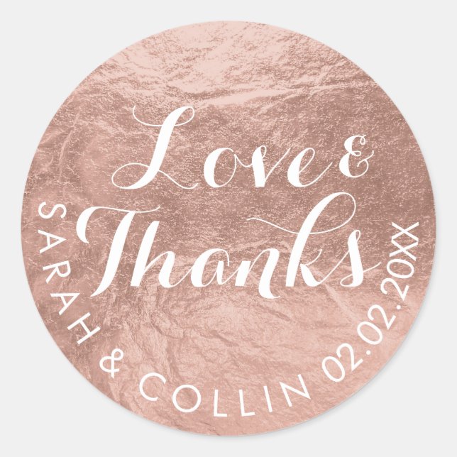 Sticker Rond PixDezines fausse feuille/Rose Gold/merci/do-it-yo (Devant)