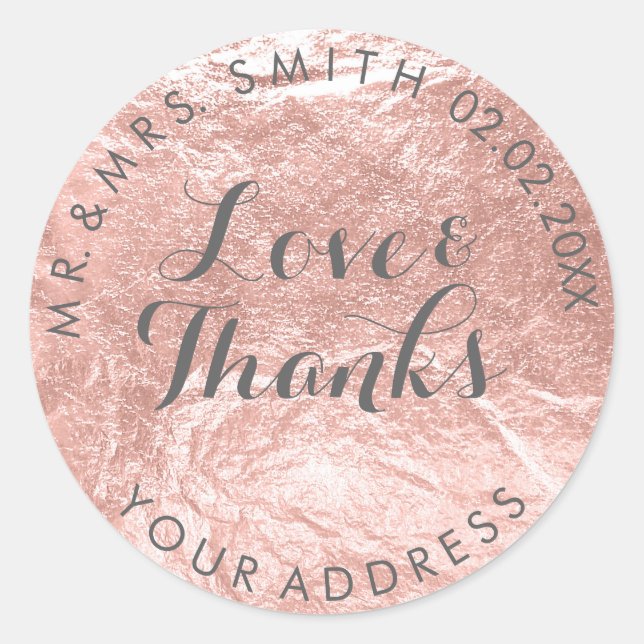 Sticker Rond PixDezines FAUX FOIL, CHAMPAGNE ROSE/OR ROSE (Devant)