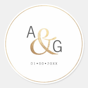 Sticker Rond PixDezines Faux Gold Ampersand