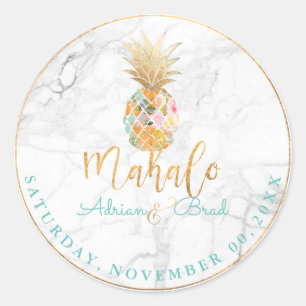 Sticker Rond PixDezines Faux Gold Ananas/Marbre