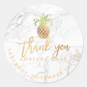 Sticker Rond PixDezines Faux Gold Ananas/Marbre