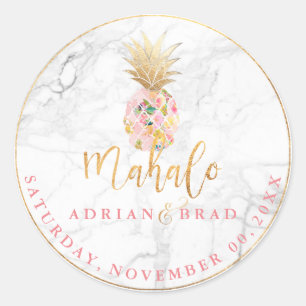 Sticker Rond PixDezines Faux Gold Ananas/Rose/Marbre