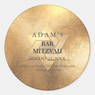 Sticker Rond PixDezines Faux Gold Bar Mitzvah / Bat mitzvah