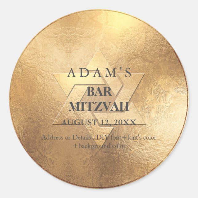 Sticker Rond PixDezines Faux Gold Bar Mitzvah / Bat mitzvah (Devant)